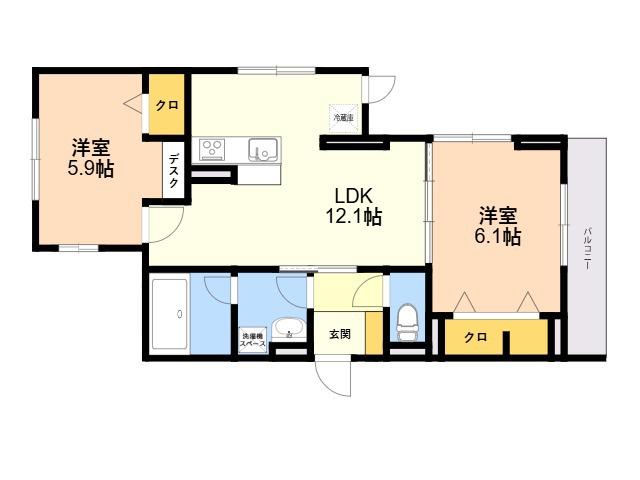 D-RESIDENCE光丘町B棟(2LDK/2階)の間取り写真
