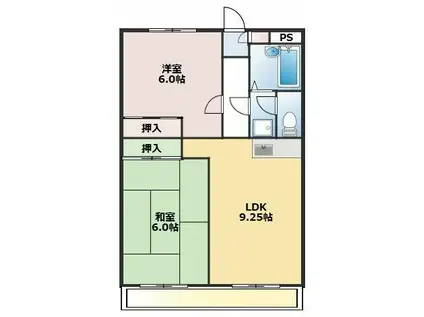 富志正第五ビル(2LDK/4階)の間取り写真