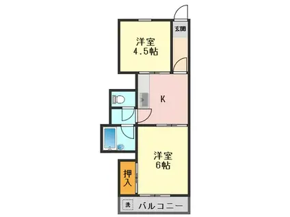 玉木マンション(2K/6階)の間取り写真