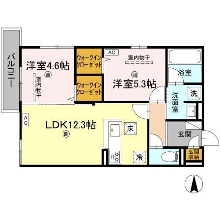 CAMPANELLA山本(2LDK/1階)の間取り写真