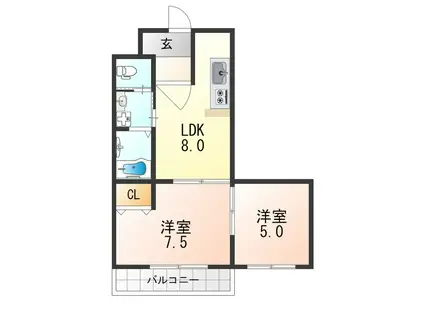 グラン・リヴィエール西京極(2LDK/3階)の間取り写真