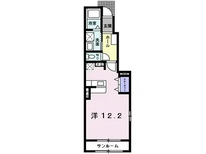 アム-ル(ワンルーム/1階)の間取り写真