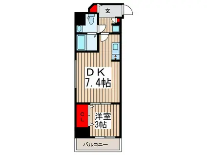 アルファコート西川口22(1DK/7階)の間取り写真