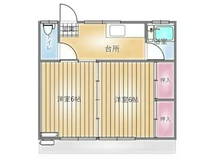 フタバコーポ(2K/1階)の間取り写真