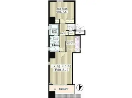 クリアウォータ芝(1LDK/13階)の間取り写真