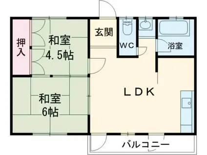 サンフラワーハイツ(2LDK/4階)の間取り写真