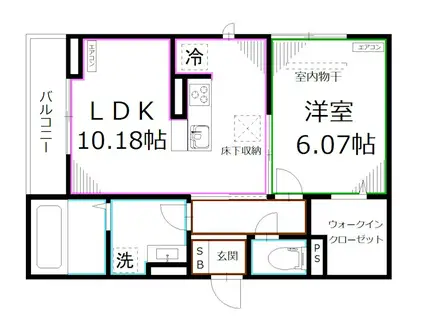 イグレック新小平(1LDK/1階)の間取り写真