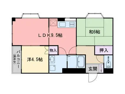 西原ビルパートI(2LDK/2階)の間取り写真