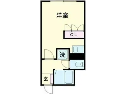 エリア中山(ワンルーム/2階)の間取り写真