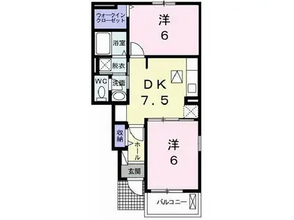 フォーラム伍番館(2DK/1階)の間取り写真