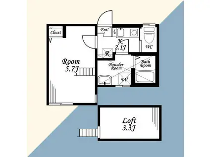 アリシアヒルズ横濱三春台(1K/1階)の間取り写真