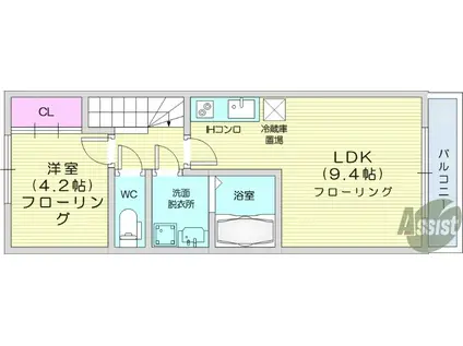 リヴェール八乙女2(1LDK/2階)の間取り写真