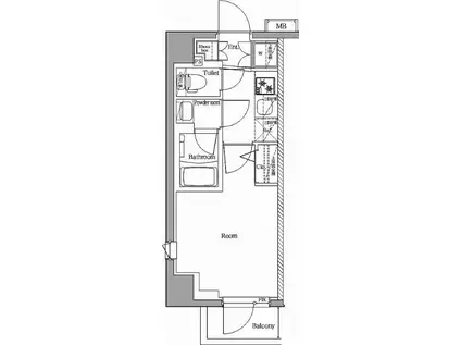 プレミアムキューブ横浜DEUX(1K/2階)の間取り写真