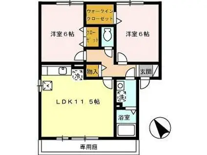 TIMONEA棟(2LDK/1階)の間取り写真