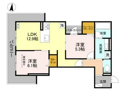 トリアングル(2LDK/2階)の間取り写真