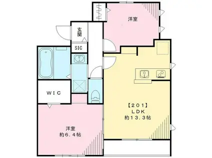 フィカーサプレミア(2LDK/2階)の間取り写真