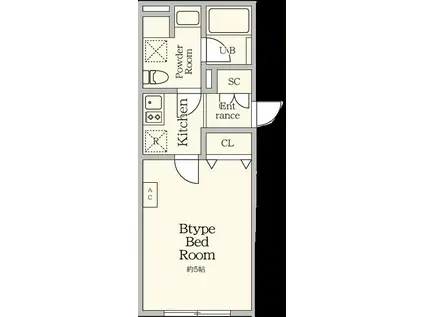 AGRCES北新宿II(1K/1階)の間取り写真