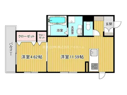 ル・ソレイユ寺田町II(1LDK/2階)の間取り写真