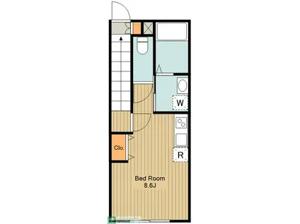 ＪＲ中央線 八王子駅 徒歩12分 2階建 築4年(1K/2階)の間取り写真