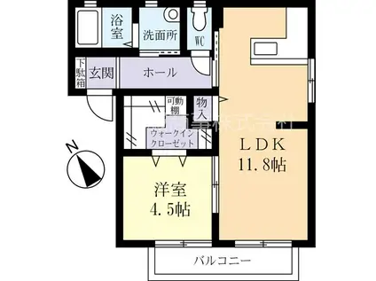 ヒルサイドテラスB棟(1LDK/1階)の間取り写真