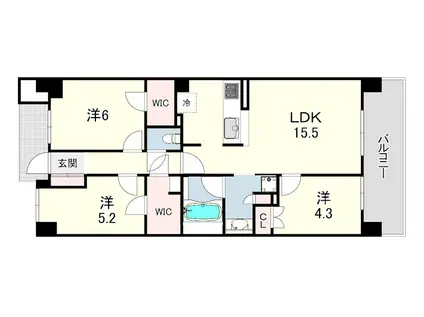 シエリアシティ明石大久保A棟(3LDK/1階)の間取り写真