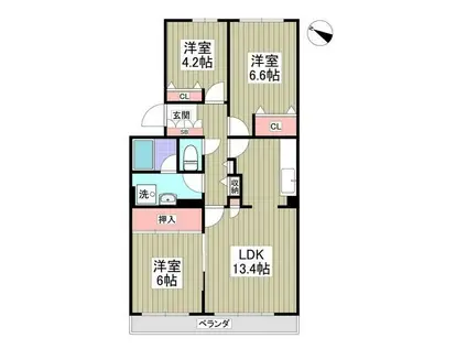 リブレス行田(3LDK/5階)の間取り写真