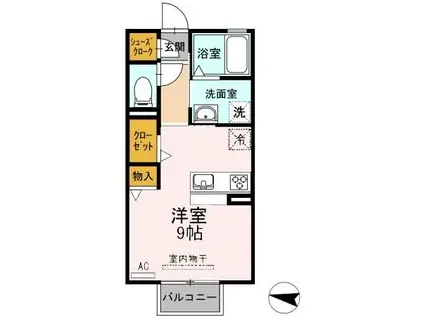 ＪＲ東海道本線 相見駅 徒歩3分 2階建 築10年(ワンルーム/2階)の間取り写真