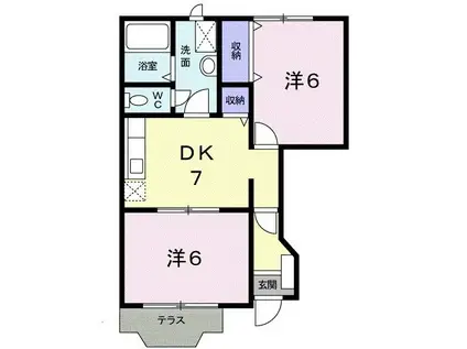 セトル二杉II A棟(2DK/1階)の間取り写真