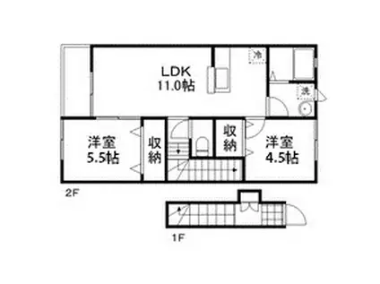 ラ・マノカルダ(2LDK/2階)の間取り写真