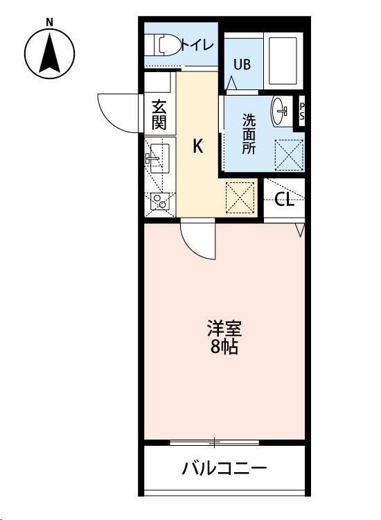 シャルム桜ヶ丘(1K/2階)の間取り写真