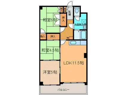 レジデンス西岡(3LDK/4階)の間取り写真