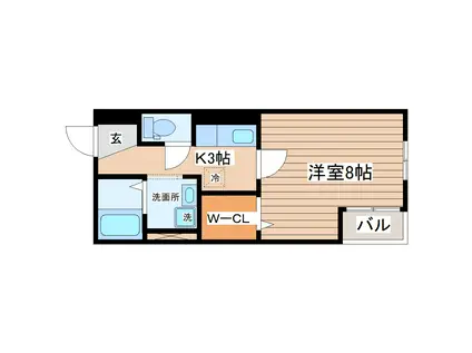 パセオプラシードM(1K/1階)の間取り写真