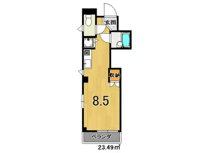 カサ・デ・ピソ伊豆蔵(ワンルーム/2階)の間取り写真