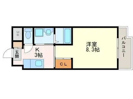 プリーモ天神(1K/2階)の間取り写真