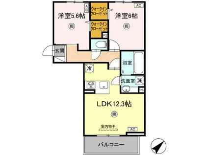 アーバンコート長嶺南(2LDK/2階)の間取り写真
