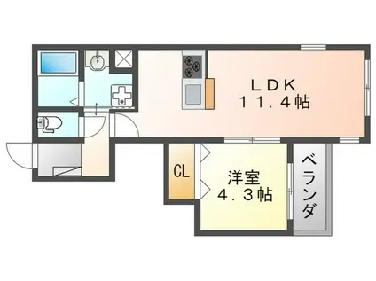 LATELIER DE LANGE(1LDK/1階)の間取り写真