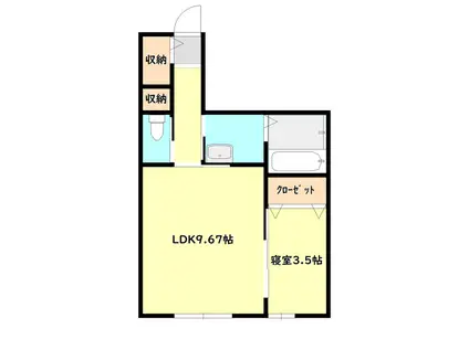 アパートメント山木戸(1LDK/1階)の間取り写真