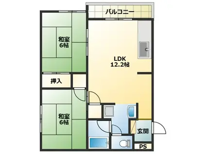 メルベーユY(2LDK/1階)の間取り写真