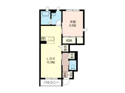 ハイダウエイ イースト(1LDK/1階)の間取り写真