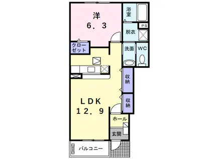 サニーハイツ(1LDK/1階)の間取り写真
