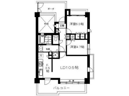 恵比寿・広尾駅徒歩圏内   人気エリア 2LDK 更新可(2LDK/3階)の間取り写真