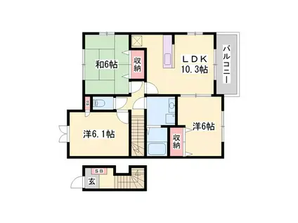 グラツィアB(3LDK/2階)の間取り写真