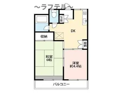 メゾンボヌール(2DK/2階)の間取り写真