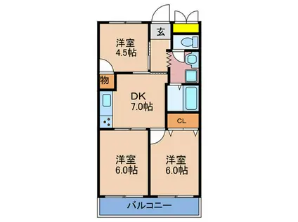 ドムール北梅田(3DK/7階)の間取り写真