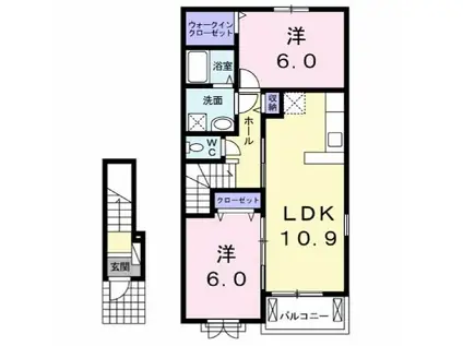 メゾン・ハーモニーII(2LDK/2階)の間取り写真
