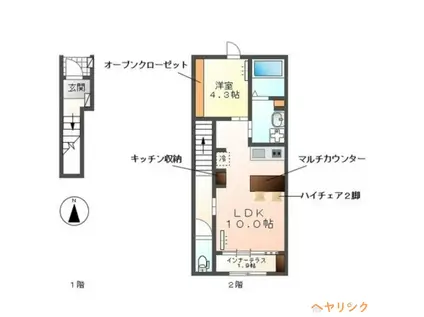 スマイル 和楽(1LDK/2階)の間取り写真