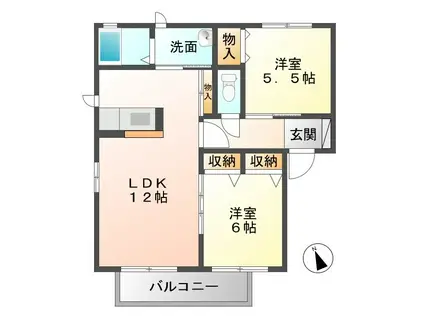 シャーメゾン津山A(2LDK/2階)の間取り写真