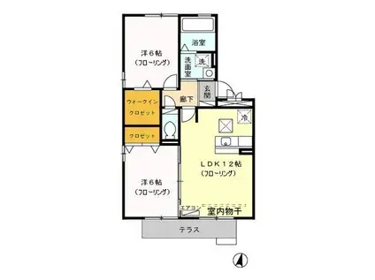 ジャーマンアイリスII(2LDK/1階)の間取り写真