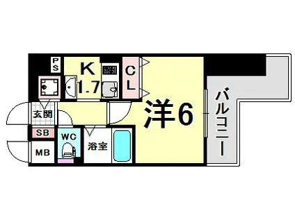 ウォームスヴィル神戸元町JP(1K/2階)の間取り写真