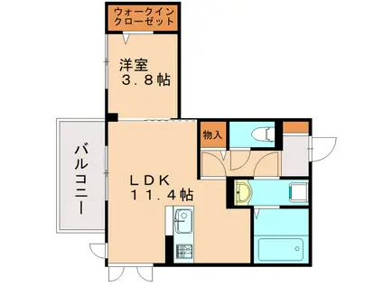 ガーデンハイツ美明(1LDK/2階)の間取り写真